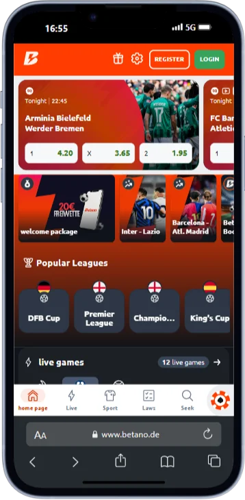 Betano-App für Mobile iOS
