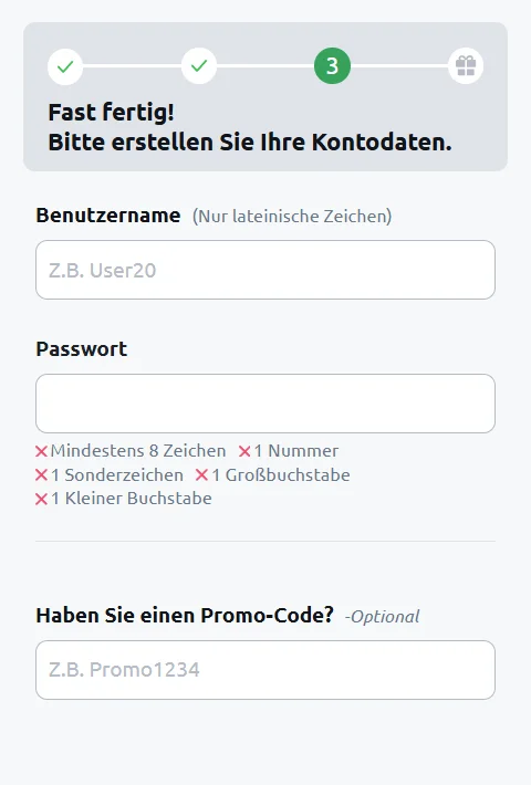 Registrierung Schritt 3