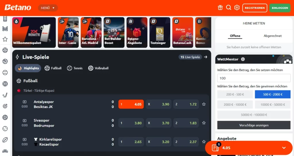 Betano DE Website Funktional